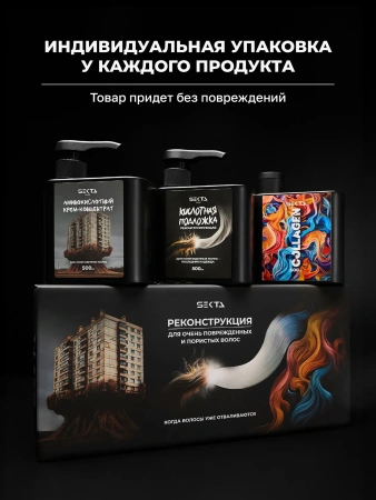 Набор «Реконструкция» для очень поврежденных и пористых волос